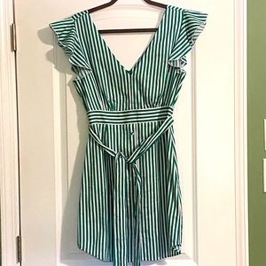 NWT Green and white striped shirt dress